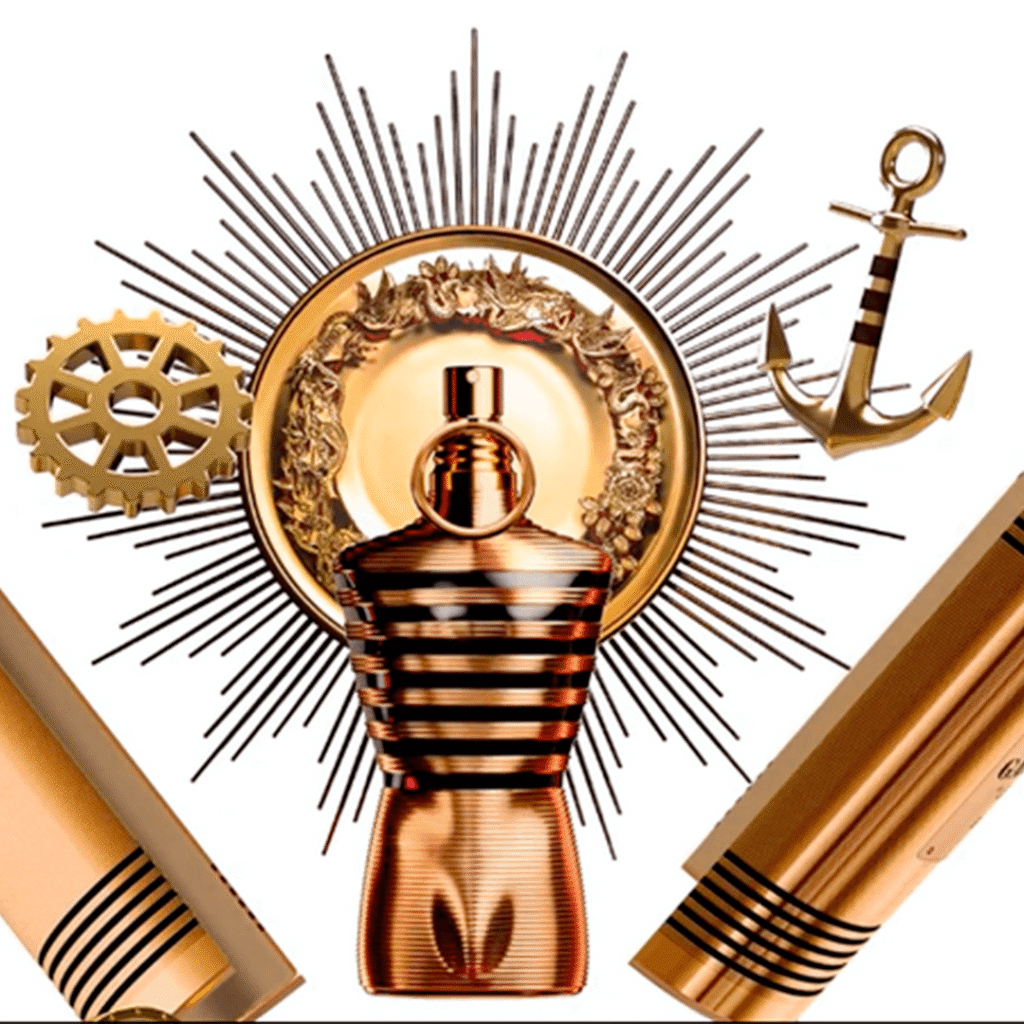 Frasco dourado de Le Male Elixir Jean Paul Gaultier Parfum