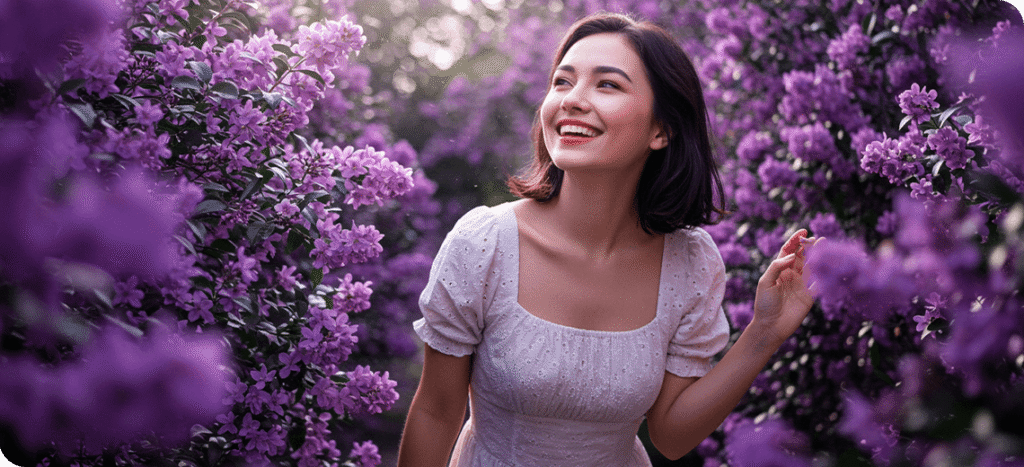 Perfumes Veganos Femininos: As Melhores Fragrâncias Éticas de 2025 1 Mulher aplicando perfumes veganos femininos em ambiente natural 2025