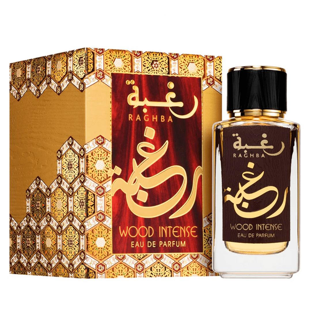 Raghba Wood Intense Lattafa Perfume Árabe Masculino Eau de Parfum