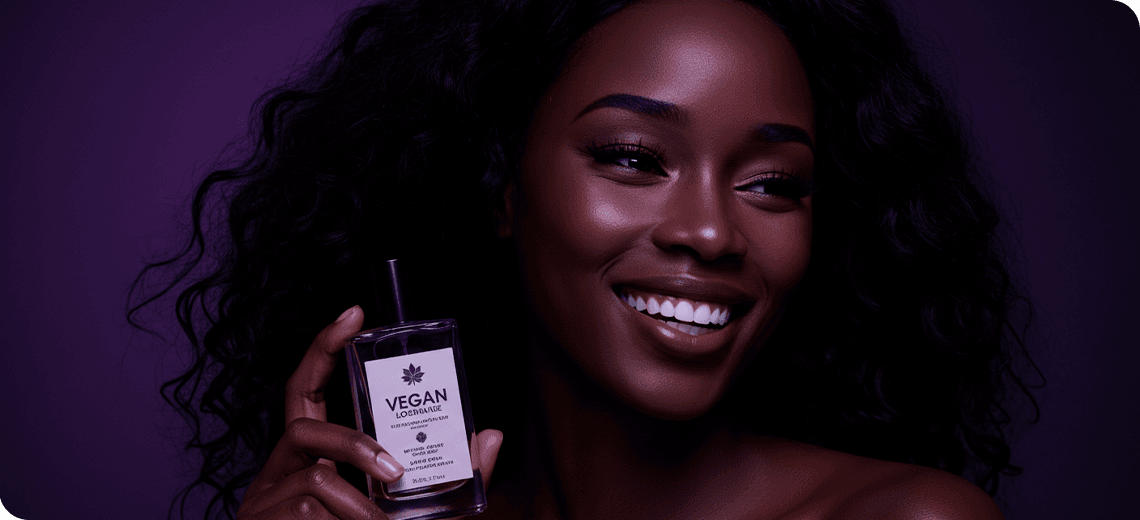 Mulher confiante com perfumes veganos femininos 2025